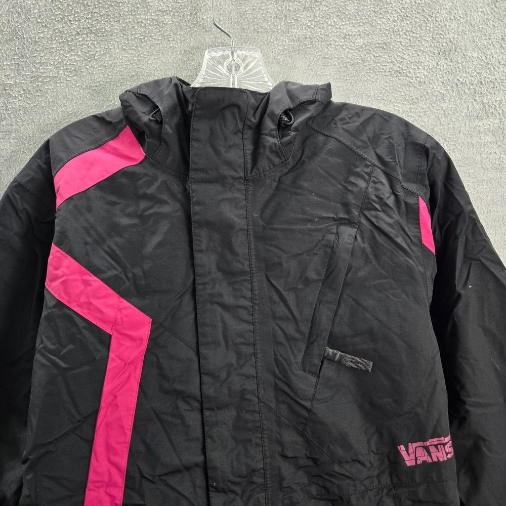 VANS Women Activewear Jacket Small Black Pink Colorblock Snow Full Zip Pocket - Picture 3 of 11